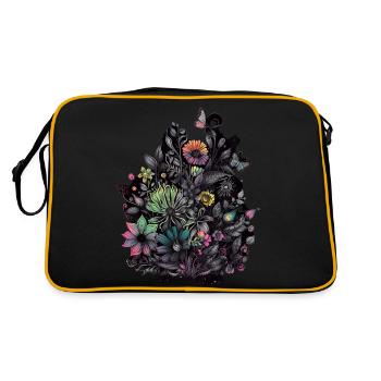 Flower Power - Retro Tasche - Schwarz/Gold - Hinten