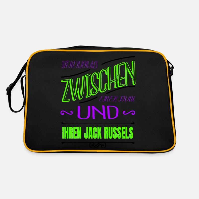 doggie hund boxer lieben geschenkidee hunderasse - Retro Tasche - Schwarz/Gold