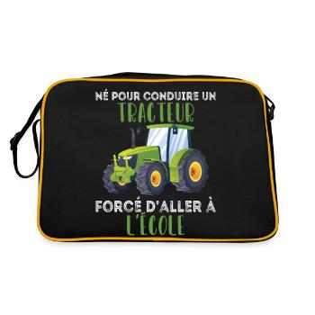 Humour d'agriculteur, Né pour conduire un tracteur - Sac Retro - noir/or - Dos