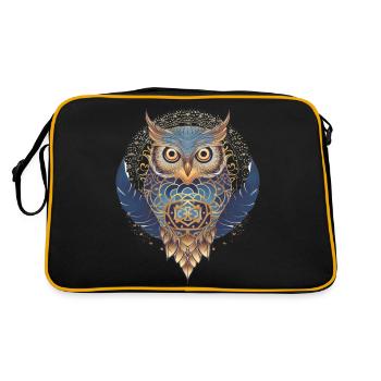 Weisheit der Eule - Retro Tasche - Schwarz/Gold - Hinten