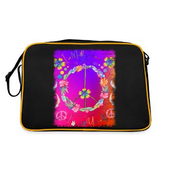 Hippie soul groovy Heure d’été Bonnes vibrations 70s 80s - Sac Retro - noir/or - Dos