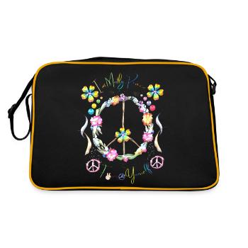 Hippie soul groovy Heure d’été Bonnes vibrations 70s 80s - Sac Retro - noir/or - Dos