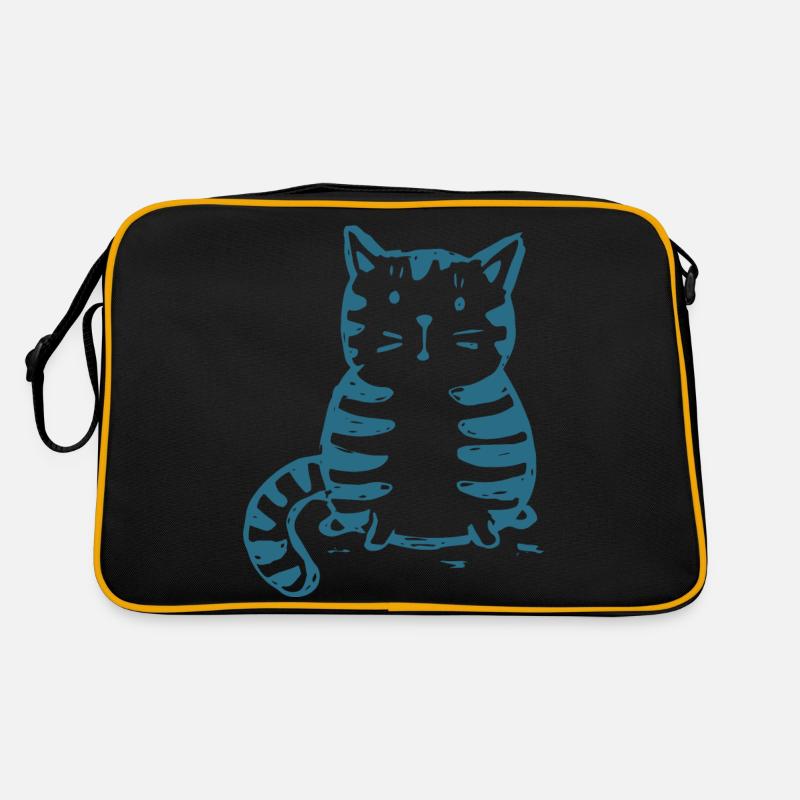 Katze - Retro Tasche - Schwarz/Gold