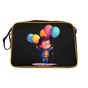Joyful Kid with Colorful Balloons - Retro Bag - black/gold - Back