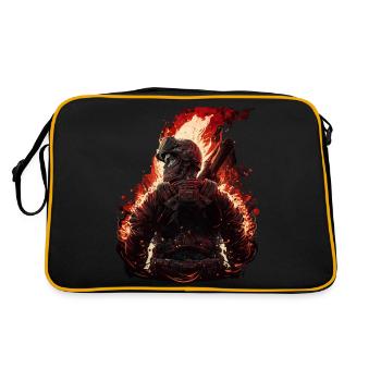 Feuerwehrmann unter Feuer - Retro Tasche - Schwarz/Gold - Hinten