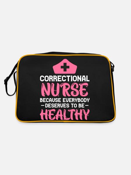 correctional nurse everybody healthy Design - Retro Tasche - Schwarz/Gold - Hinten