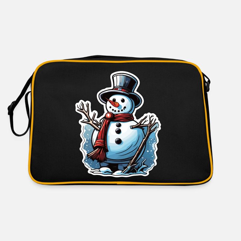 Schneemann / Winter / Schnee / Comic / kalt Retro Tasche