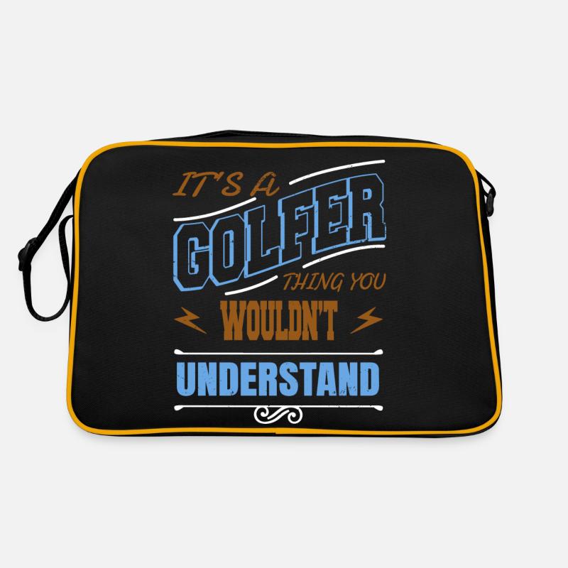 golfgift cool happy golfclothing boysgolf golfkids - Retro Tasche - Schwarz/Gold