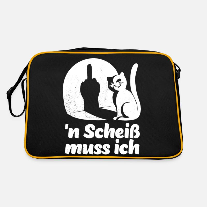 'n Scheiß muss ich - Katze Mittelfinger Spruch Retro Tasche