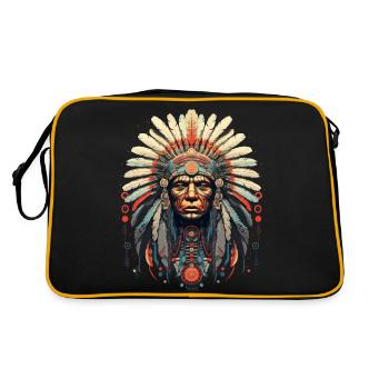 Design amérindien Tête amérindienne - Sac Retro - noir/or - Dos