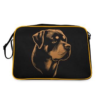 Rottweiler, tête de chien, dessin en bronze - Sac Retro - noir/or - Dos