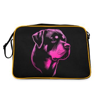 Rottweiler, tête de chien, dessin rose - Sac Retro - noir/or - Dos