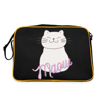 A happy, smiling, meowing kitten - Retro Bag - black/gold - Back