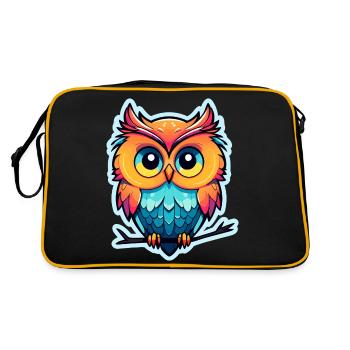 Eule Illustration - Retro Tasche - Schwarz/Gold - Hinten