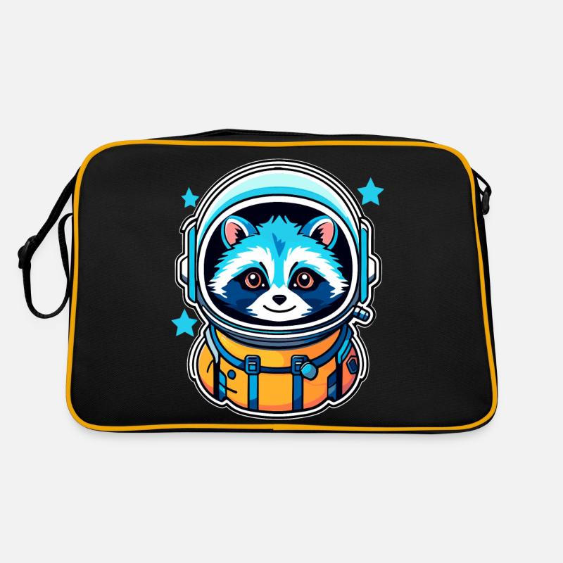 Waschbär Astronaut Illustration Retro Tasche
