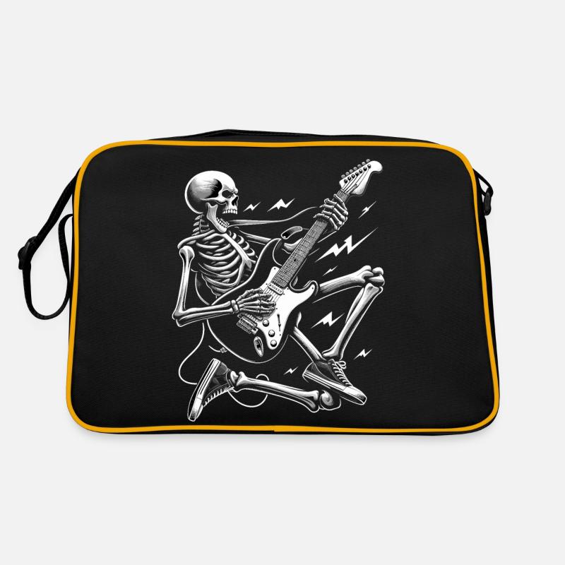 Squelette rockeur - Sac Retro - noir/or