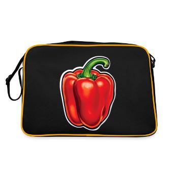Paprika rote Schote Sommergemüse - Retro Tasche - Schwarz/Gold - Hinten
