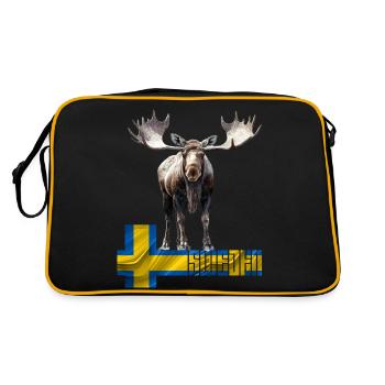 Sweden Sweden moose best animal antlers deer deer - Retro Bag - black/gold - Back