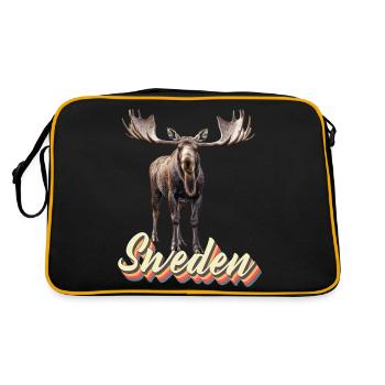 Sweden Sweden moose best animal antlers deer deer - Retro Bag - black/gold - Back