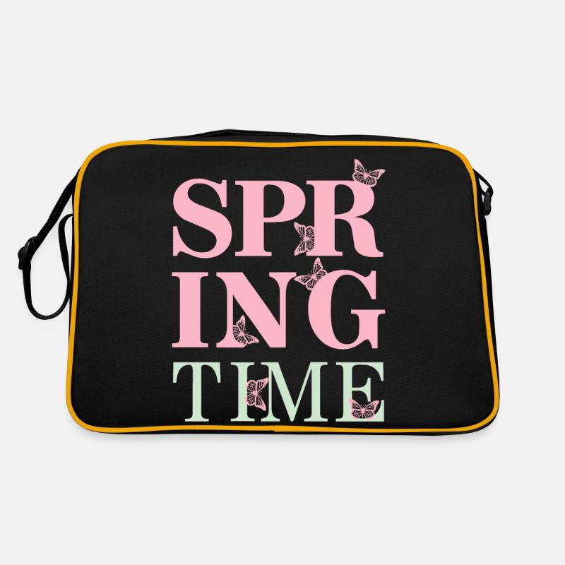 SpringTime - Endlich Frühling! - Retro Tasche - Schwarz/Gold