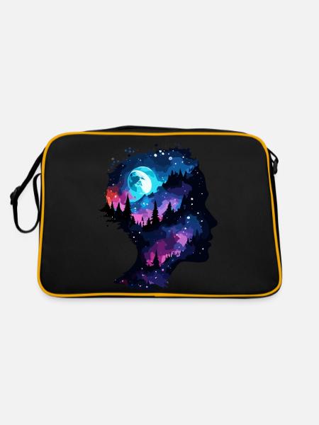 Silhouette / Forest / Portrait / Trees / Person - Retro Bag - black/gold - Back