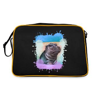Hippopotame, coloré, peinture, bébé, peinture - Sac Retro - noir/or - Dos