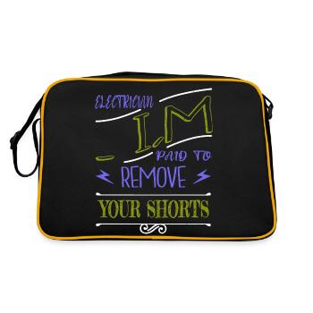 electrician gift caution electrical engineering - Retro Tasche - Schwarz/Gold - Hinten