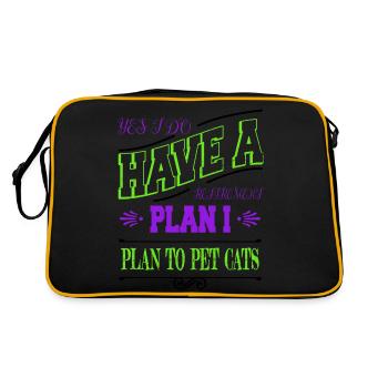 cat lover cool cats geek love guenon aww - Retro Tasche - Schwarz/Gold - Hinten