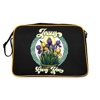 Jesus liebt dich - Retro Tasche - Schwarz/Gold - Hinten