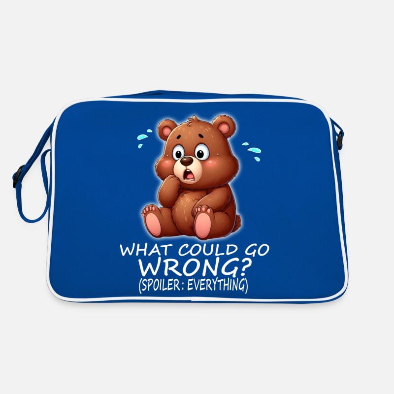 Cute bear What could possibly go wrong? Retro Bag
