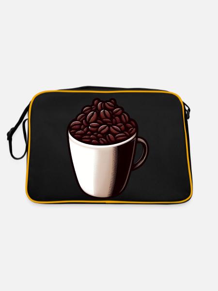 Kaffee Tee - Kaffeetasse - Tee - Retro Tasche - Schwarz/Gold - Hinten