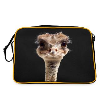 Der Strauß lebt in Savannen und Wüsten - Retro Tasche - Schwarz/Gold - Hinten