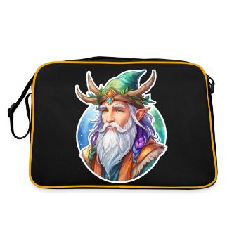 Druide Wasserfarben - Retro Tasche - Schwarz/Gold - Hinten