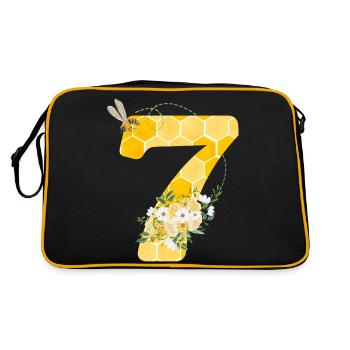 Biene zum 7-jährigen Jubiläum - Retro Tasche - Schwarz/Gold - Hinten