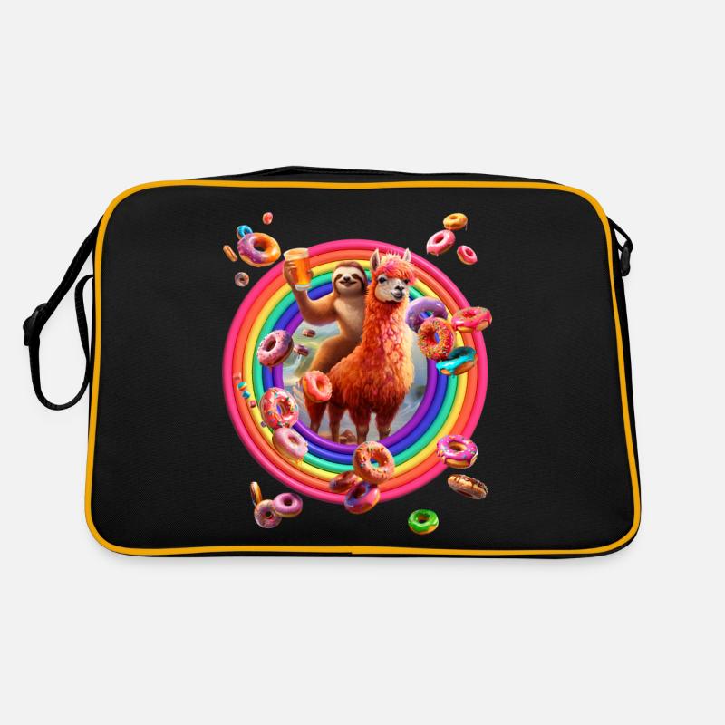 Alpaca Sloth Rainbow Donuts Retro Bag
