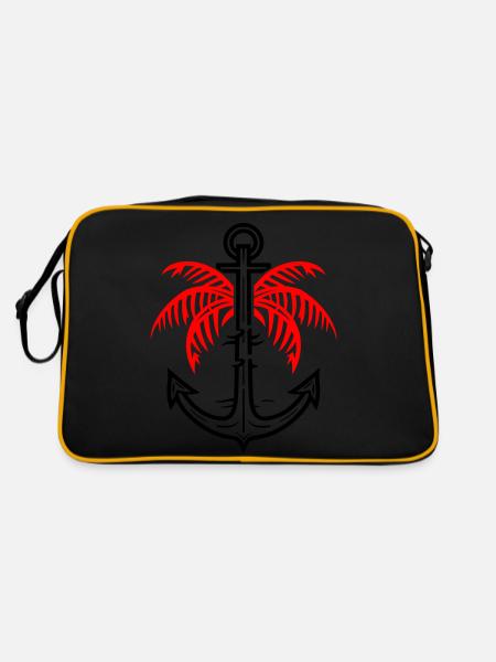 Palm Tree Anchor Icon - Retro Bag - black/gold - Back