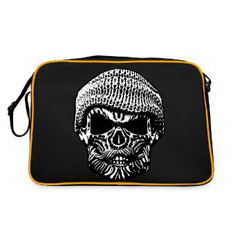 Hamburger Schädel - Retro Tasche - Schwarz/Gold - Hinten