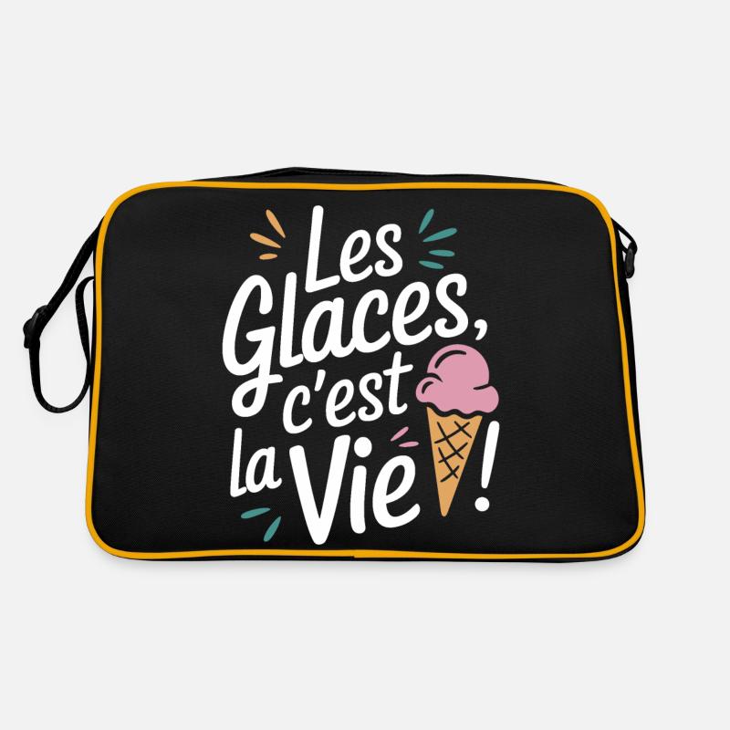 Les glaces, c'est la vie - Sac Retro - noir/or