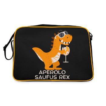 APEROLO Saufus Rex T-Rex. Party Alkohol Spruch - Retro Tasche - Schwarz/Gold - Hinten