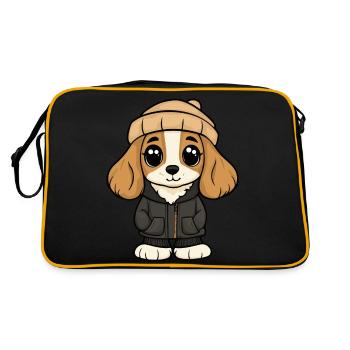 Cocker Spaniel Dog Cartoon - Retro Bag - black/gold - Back