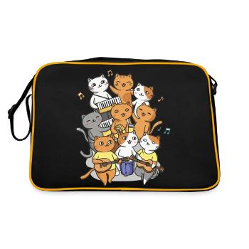 Happy cats making a sound - Retro Bag - black/gold - Back