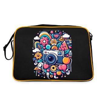 Colorful Collage with Camera - Retro Bag - black/gold - Back