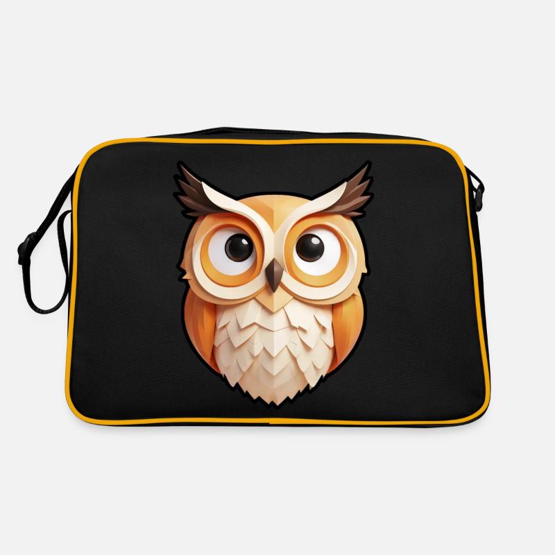 Niedlicher kleiner Eulenkopf - Retro Tasche - Schwarz/Gold