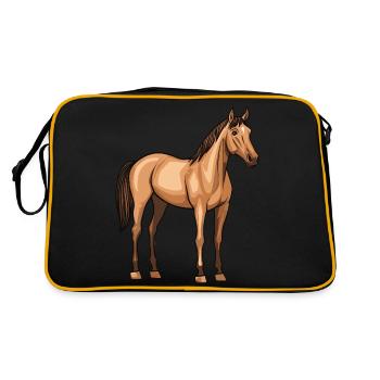 Pferd - Retro Tasche - Schwarz/Gold - Hinten