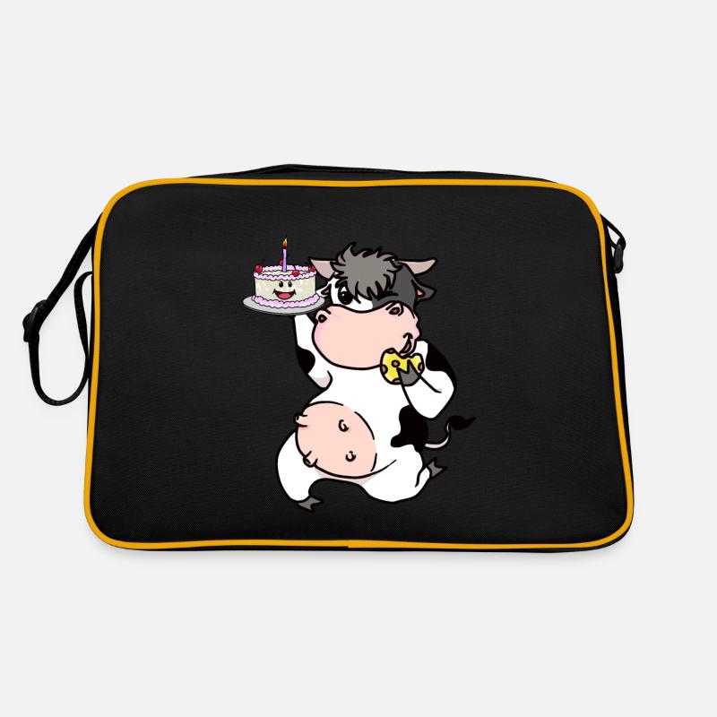 Kuh Konditor Bäcker Torte Kuchen naschen Berufe - Retro Tasche - Schwarz/Gold