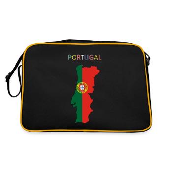 Portugal Flagge - Kunstdesign - Retro Tasche - Schwarz/Gold - Hinten