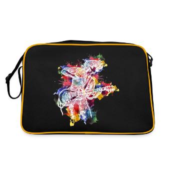 Gitarren-Evolution-Aquarell-Design für - Retro Tasche - Schwarz/Gold - Hinten
