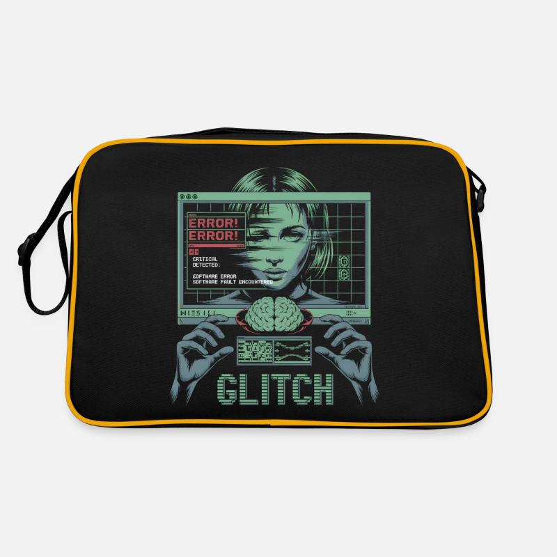 Error Glitch - T-shirt graphique futuriste Sac Retro