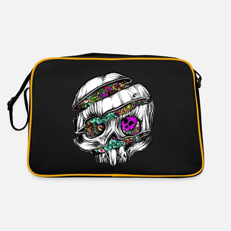 Sliced Skull with doodles Retro Bag