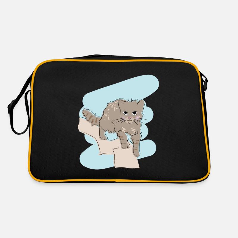Illustriertes Design mit Wildkatze Retro Tasche
